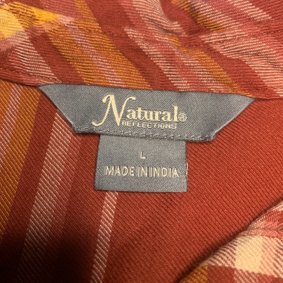 Natural Reflections Boho Western Embroidery Button Down Plaid Shirt L - Picture 3 of 5